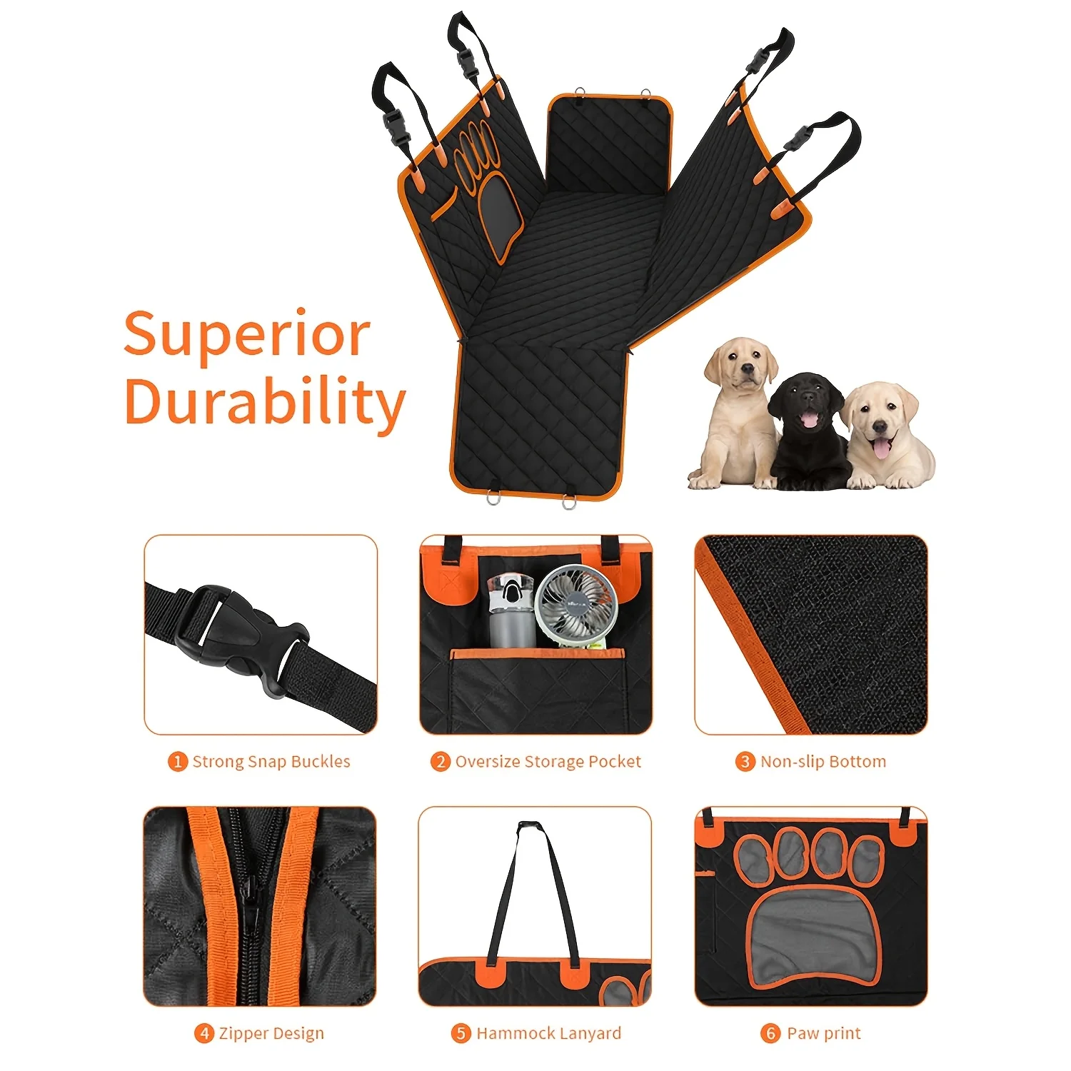 Pet Dog Seat Cover, Hammock Heavy Duty Scratch Resistant Anti Slip CNPC-TA-04 - Image 3